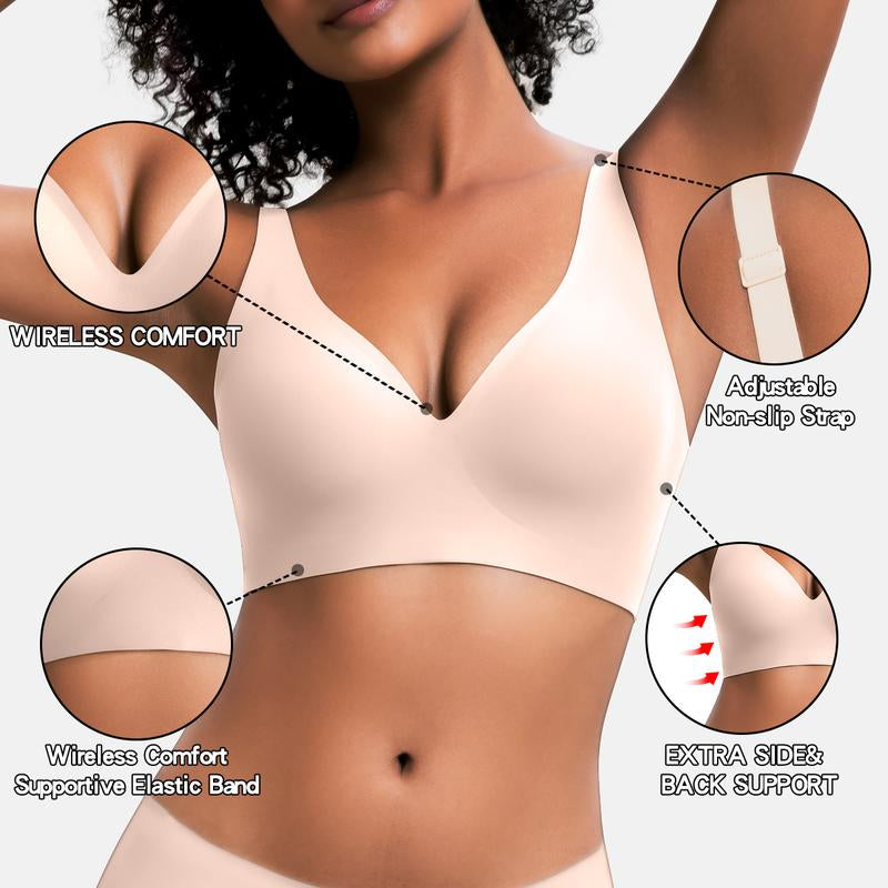 Experience Unmatched Comfort with VRcomfy Deep V Seamless Wireless Bras - Perfect Everyday Bralettes for All Seasons
